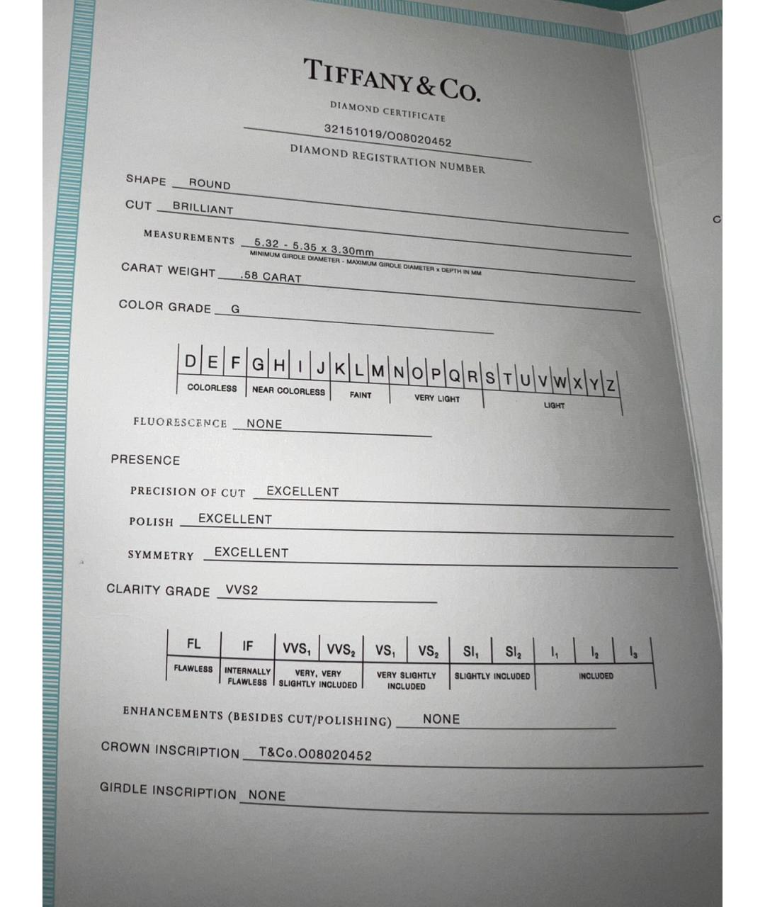 TIFFANY&CO Белое платиновое кольцо, фото 2