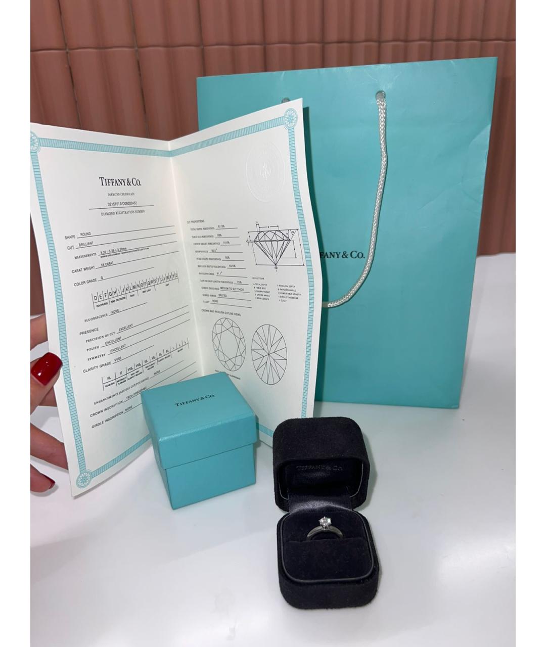 TIFFANY&CO Белое платиновое кольцо, фото 10
