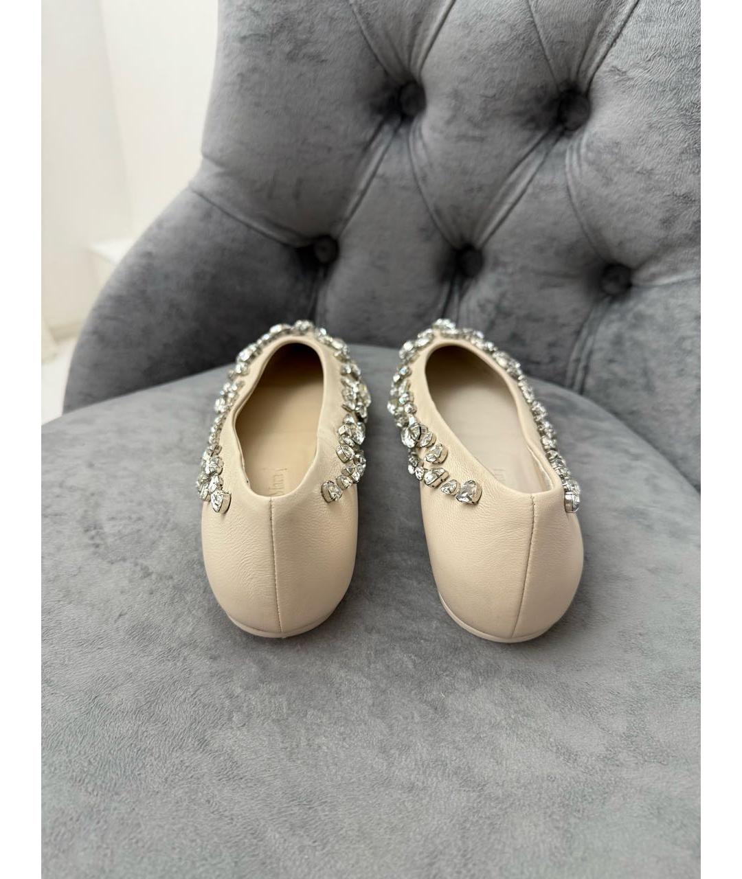 MAX MARA Бежевые кожаные балетки, фото 3
