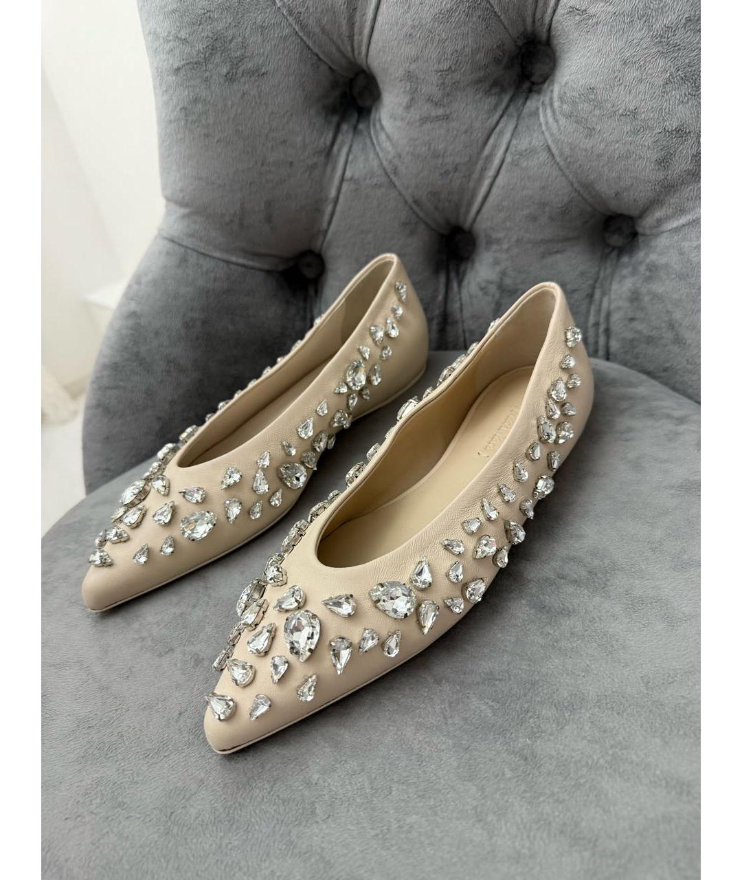 MAX MARA Бежевые кожаные балетки, фото 7