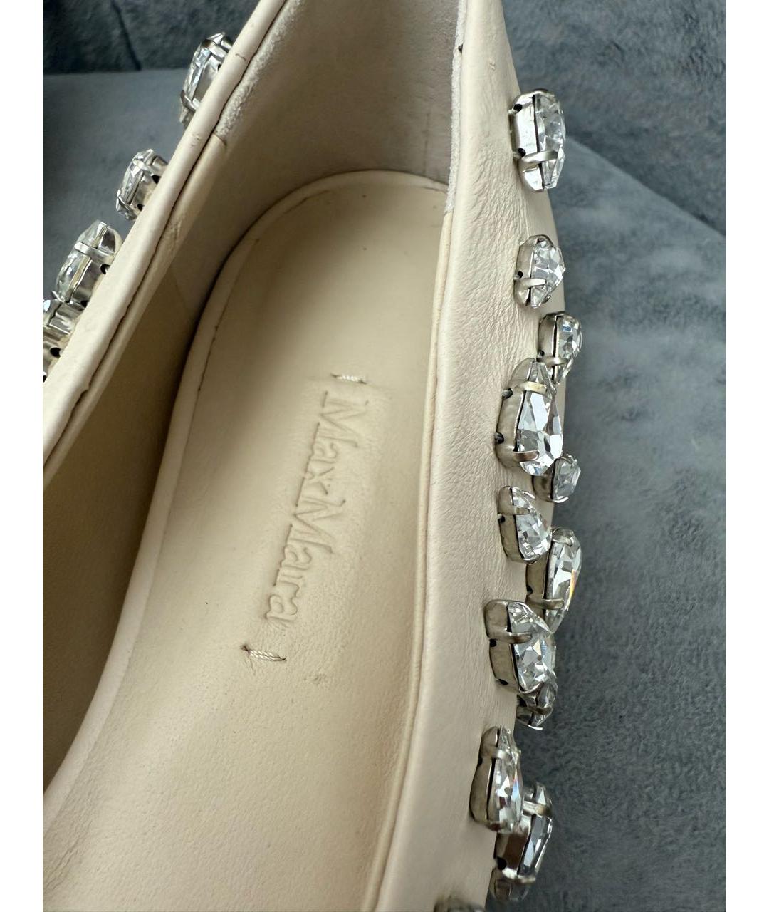 MAX MARA Бежевые кожаные балетки, фото 8