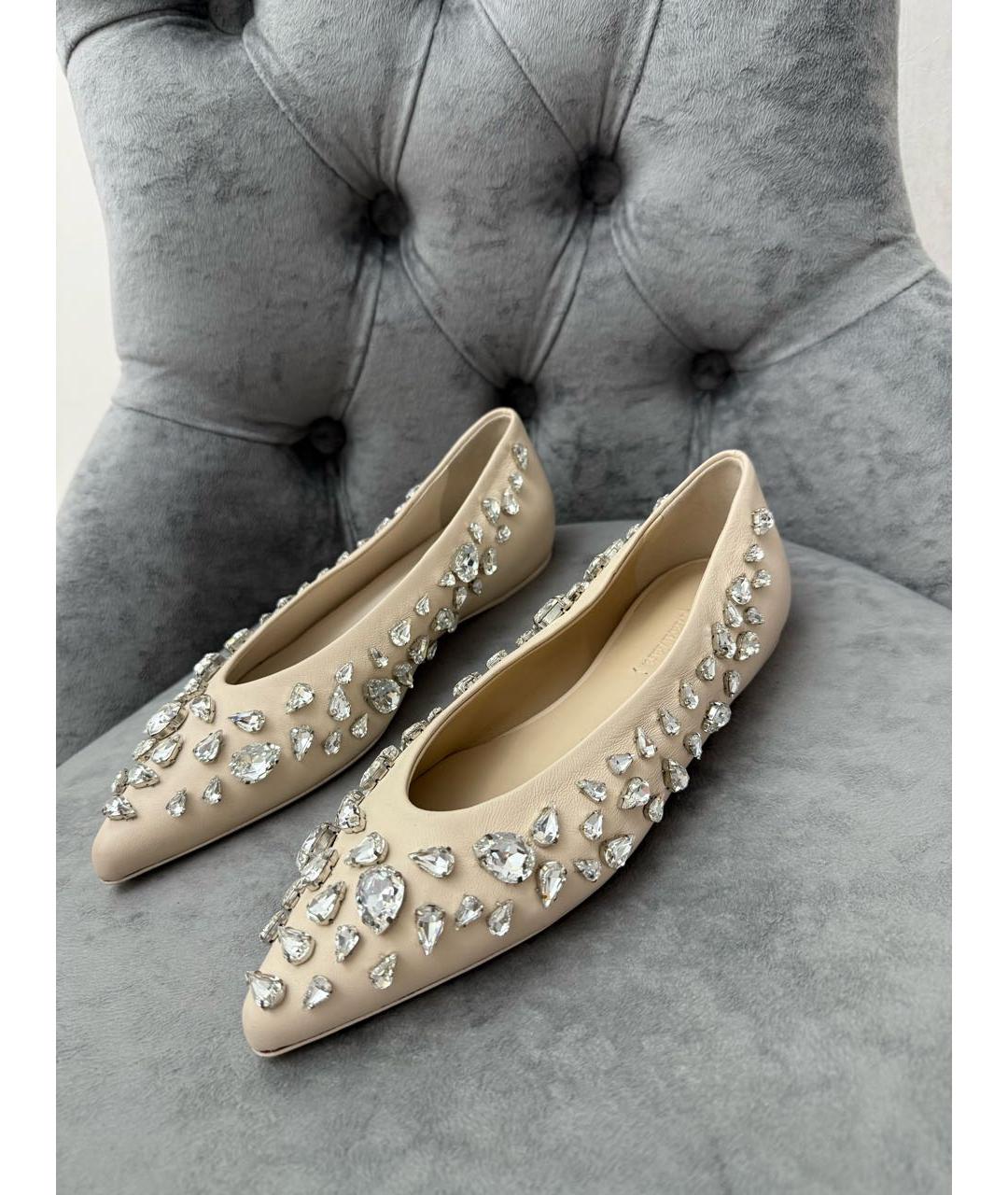 MAX MARA Бежевые кожаные балетки, фото 9