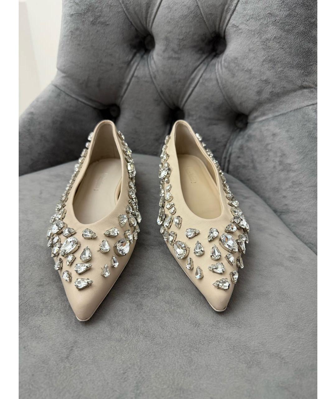 MAX MARA Бежевые кожаные балетки, фото 2