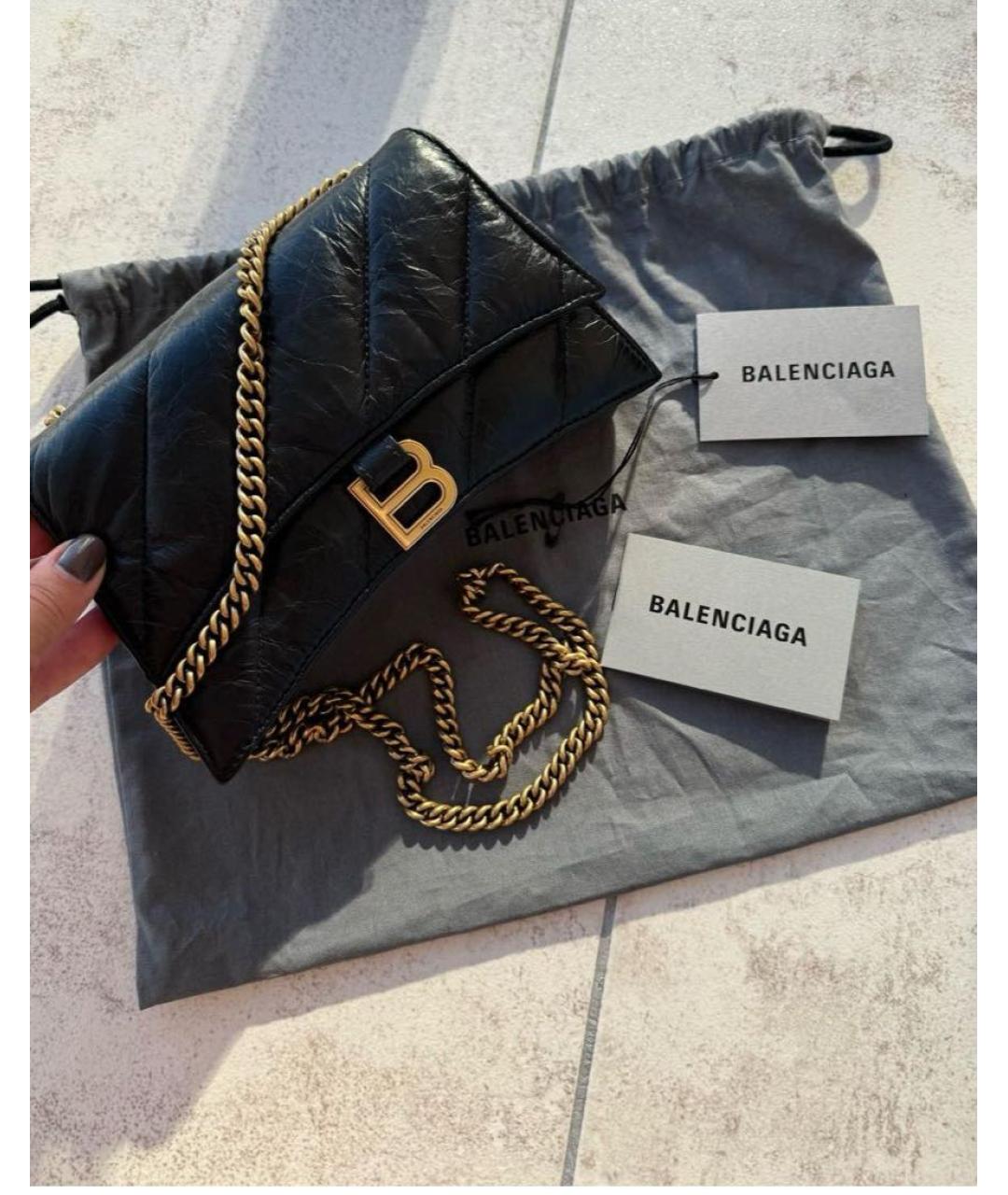 BALENCIAGA Черная кожаная сумка через плечо, фото 2