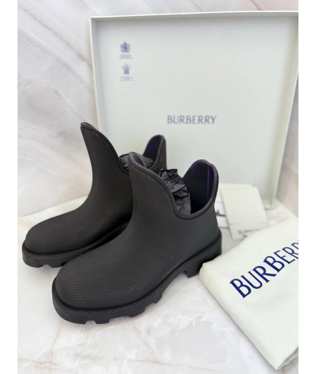 BURBERRY Черные резиновые ботинки, фото 2