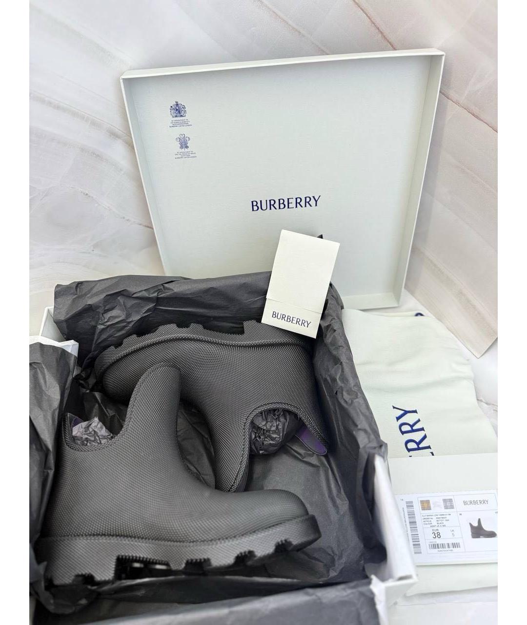 BURBERRY Черные резиновые ботинки, фото 7