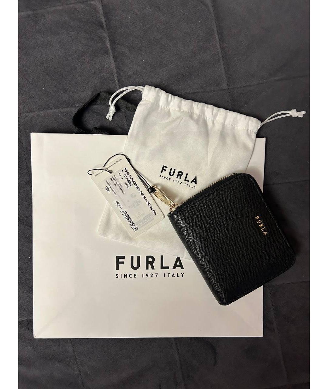 FURLA Черный кожаный кошелек, фото 3