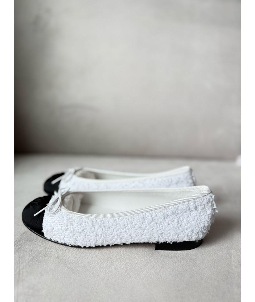 CHANEL Белые текстильные балетки, фото 9