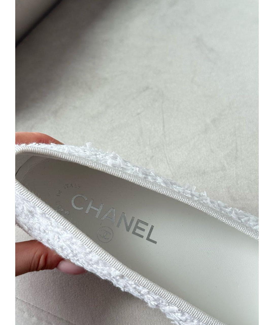 CHANEL Белые текстильные балетки, фото 5