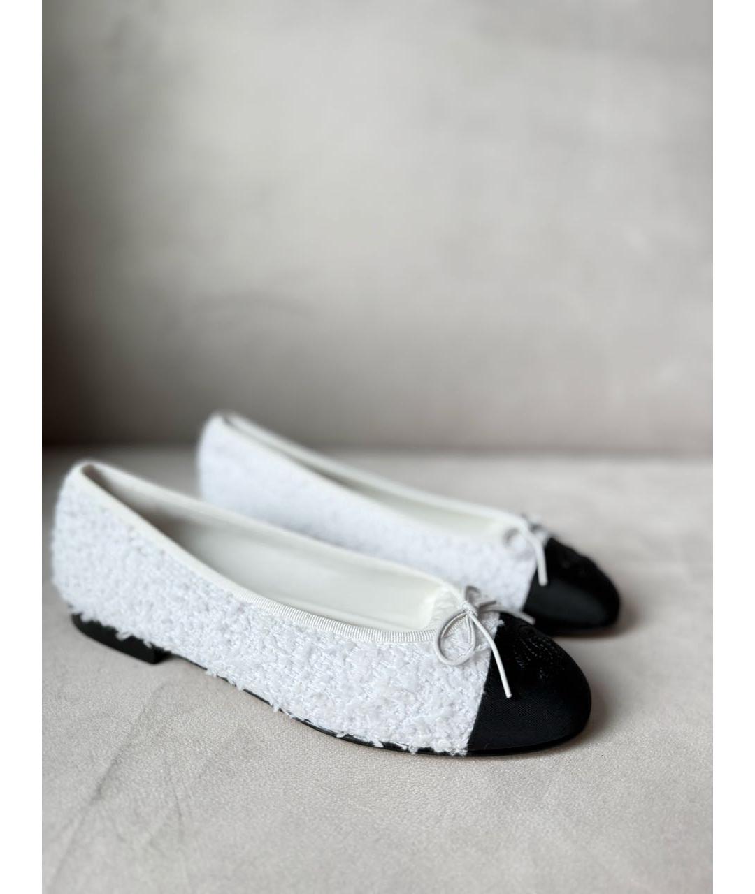 CHANEL Белые текстильные балетки, фото 2