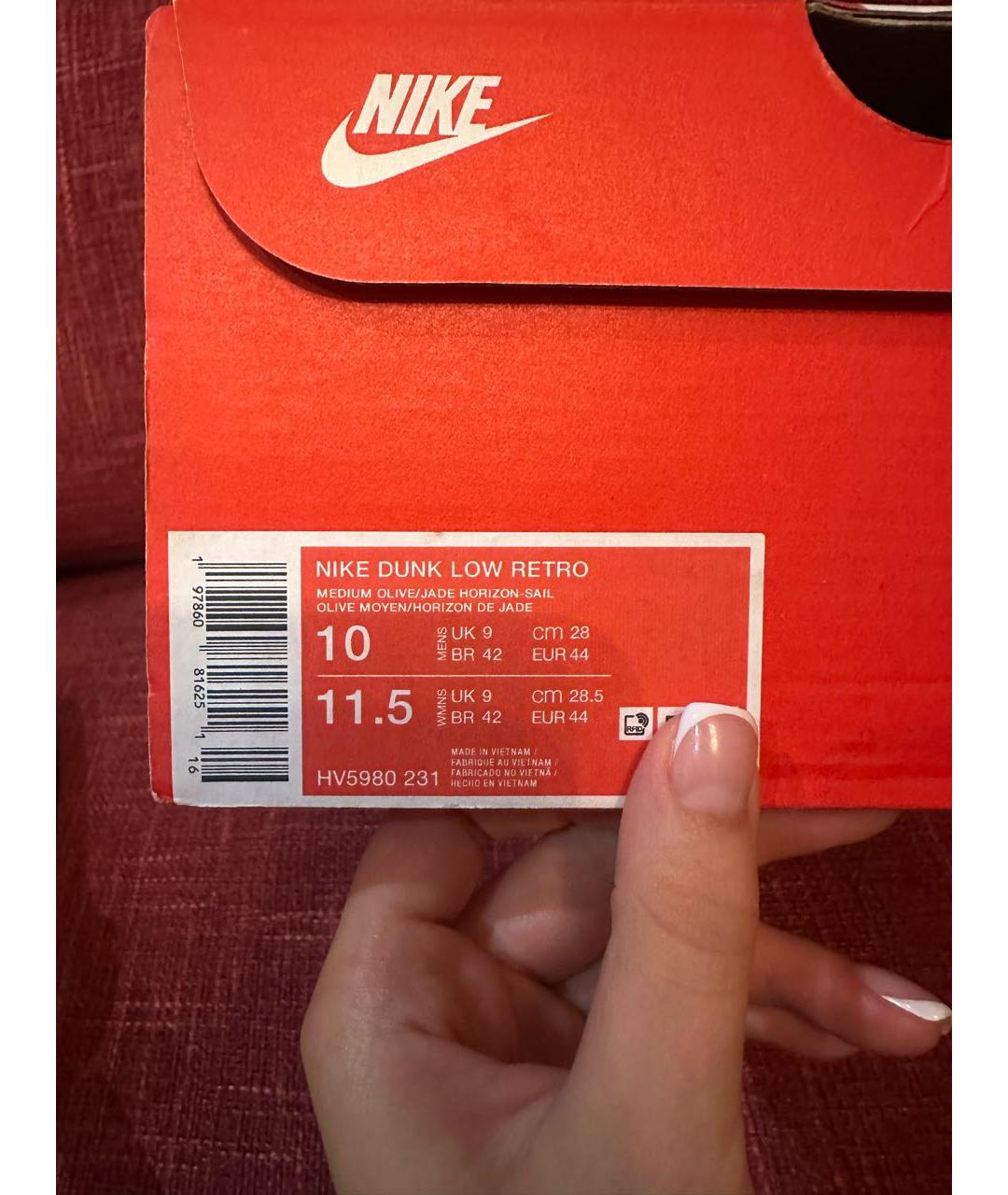 NIKE Хаки кожаные низкие кроссовки / кеды, фото 7