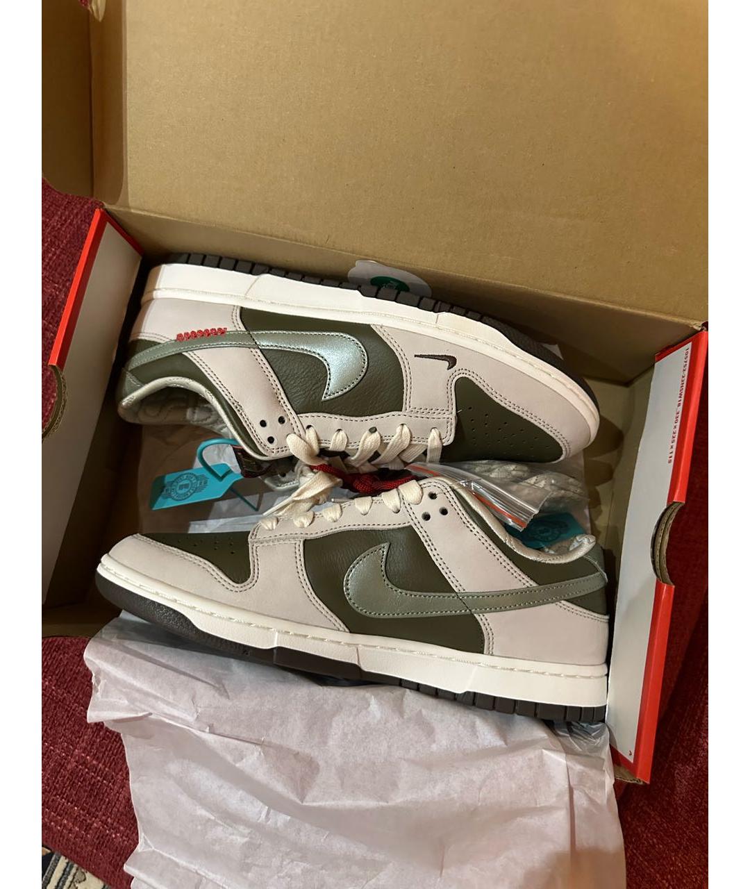 NIKE Хаки кожаные низкие кроссовки / кеды, фото 8