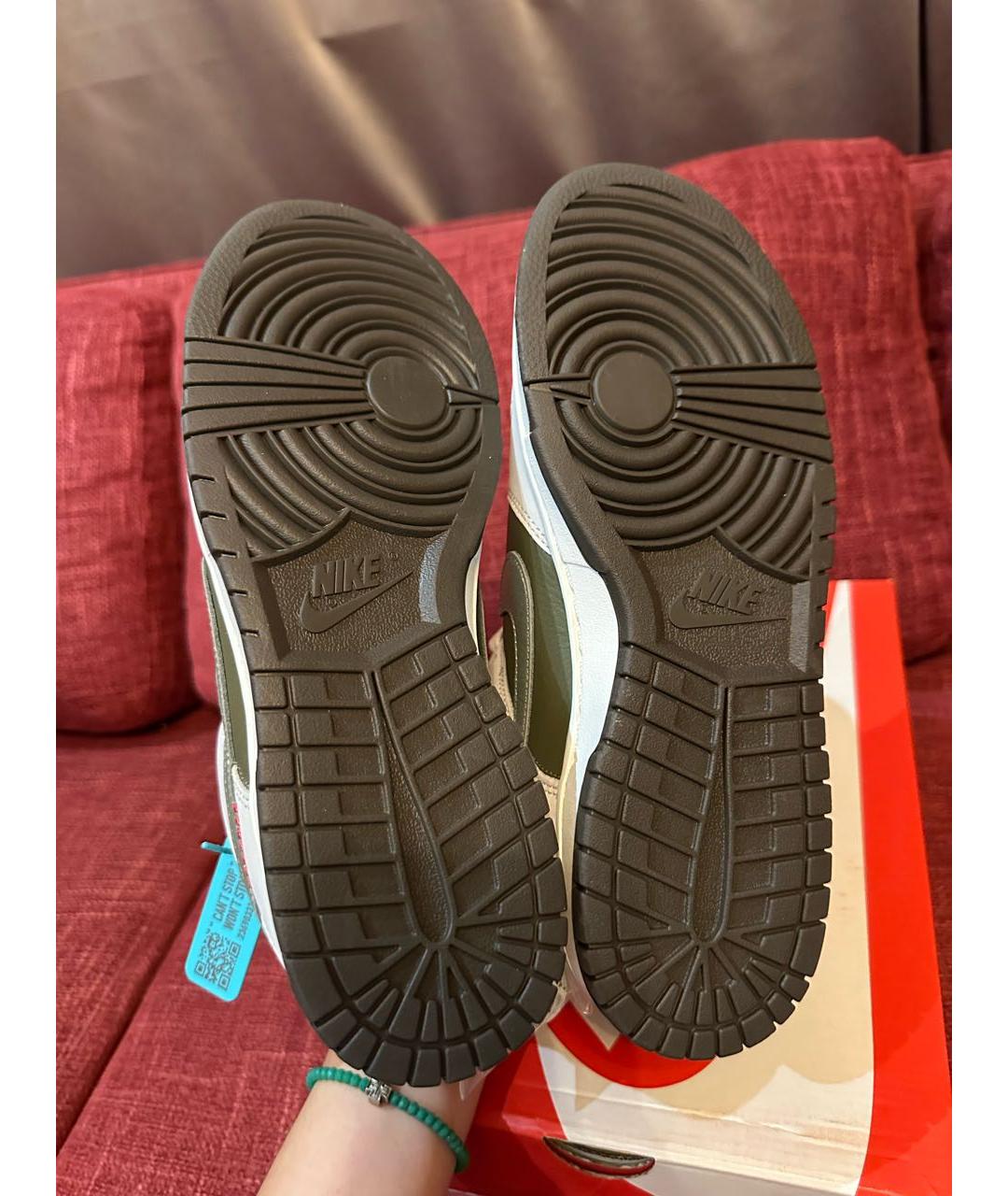 NIKE Хаки кожаные низкие кроссовки / кеды, фото 5