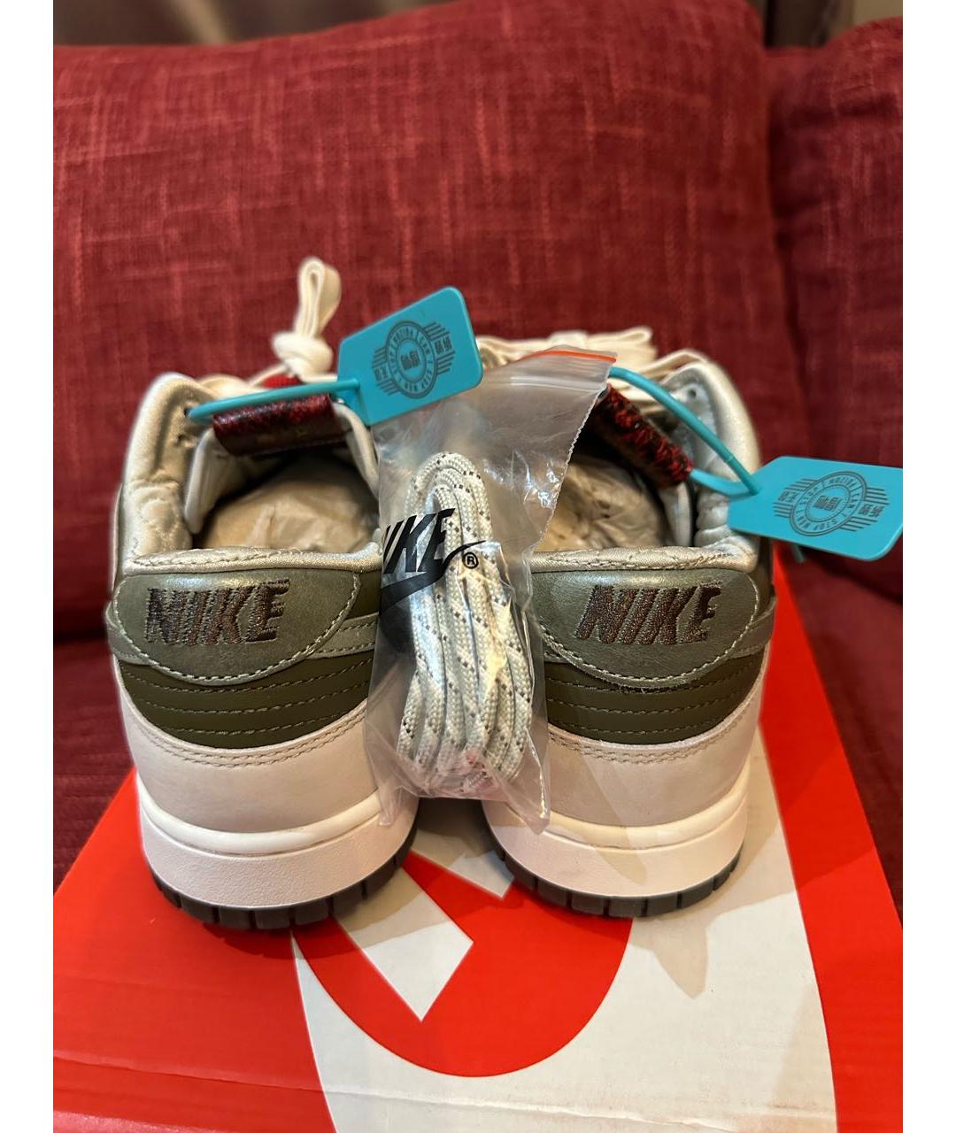 NIKE Хаки кожаные низкие кроссовки / кеды, фото 4