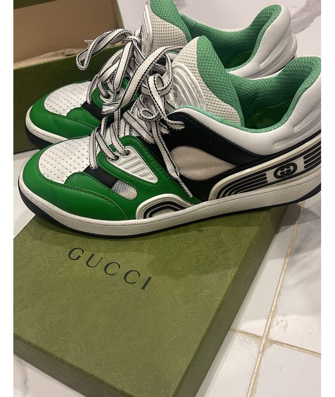 GUCCI Зеленые кожаные кеды, фото 2