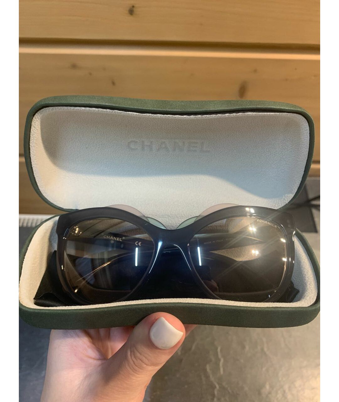 CHANEL PRE-OWNED Антрацитовые пластиковые солнцезащитные очки, фото 3