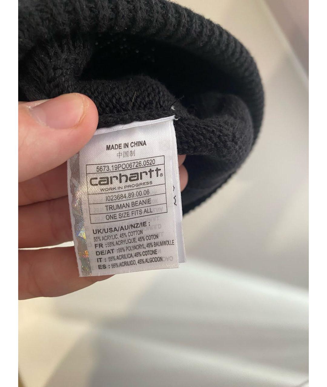 CARHARTT WIP Черная хлопковая шапка, фото 3