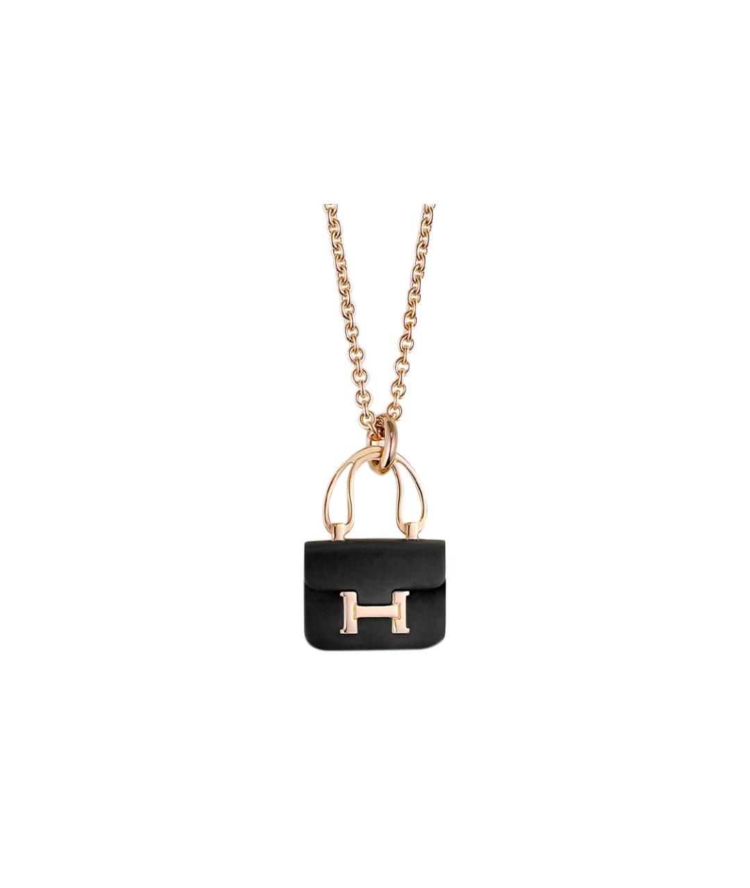 HERMES Черная цепочка из розового золота, фото 1