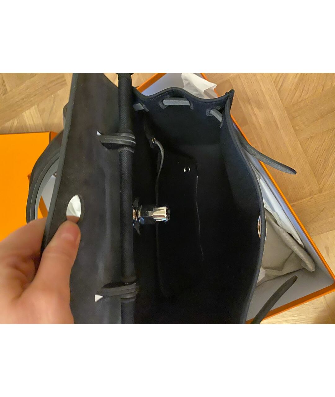 HERMES PRE-OWNED Черная тканевая сумка тоут, фото 7