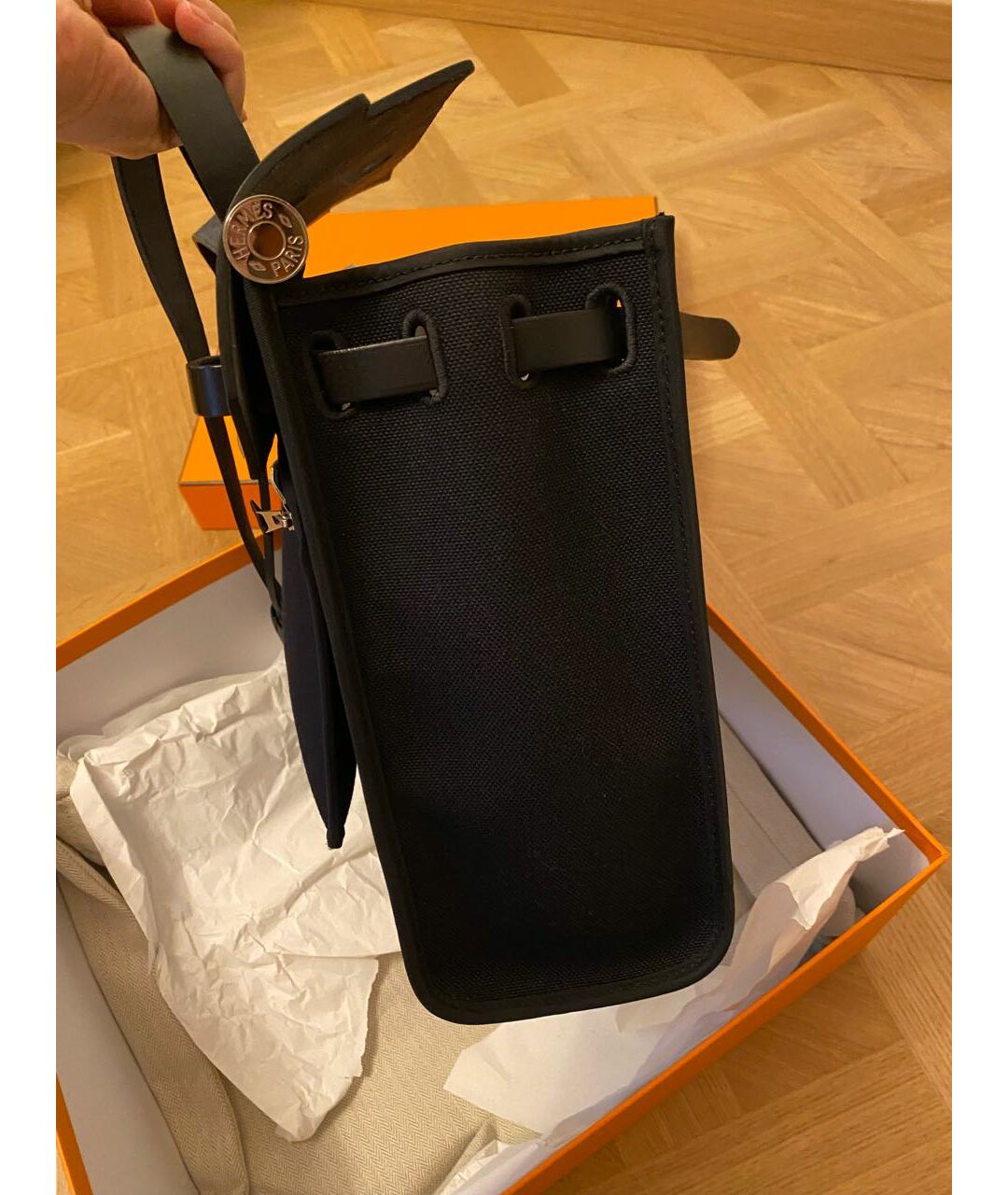 HERMES PRE-OWNED Черная тканевая сумка тоут, фото 2