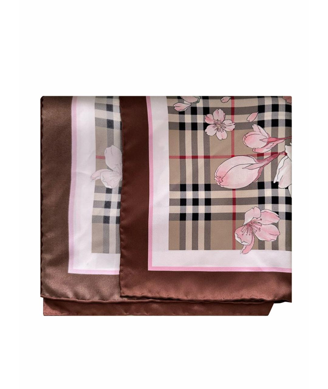 BURBERRY Бежевый шелковый платок, фото 1