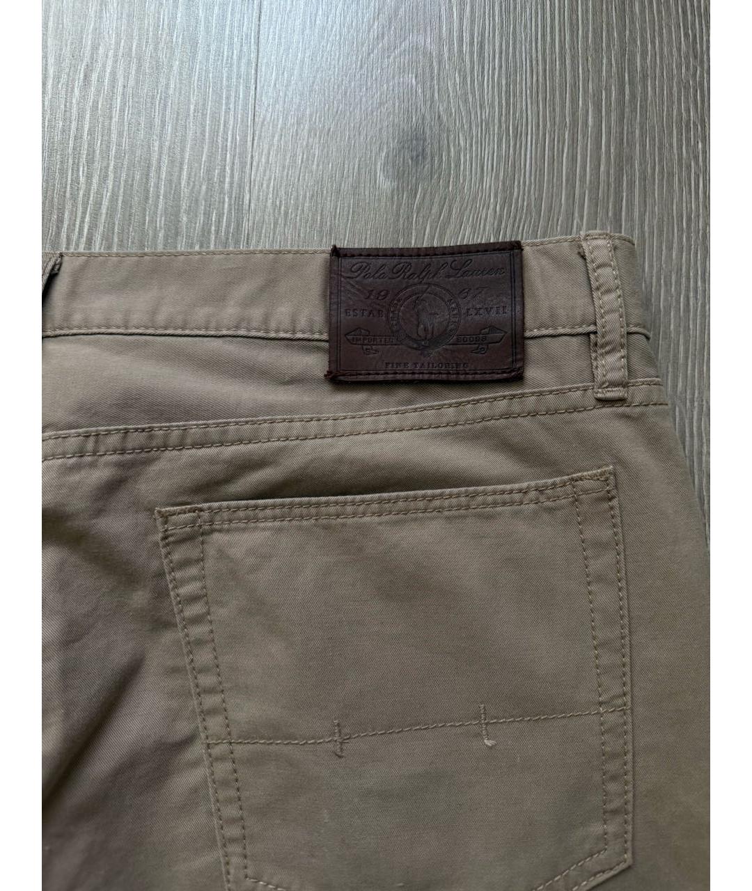 POLO RALPH LAUREN Бежевые хлопковые повседневные брюки, фото 3