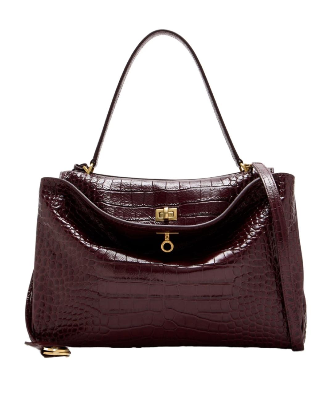 BALENCIAGA Бордовая кожаная сумка через плечо, фото 1