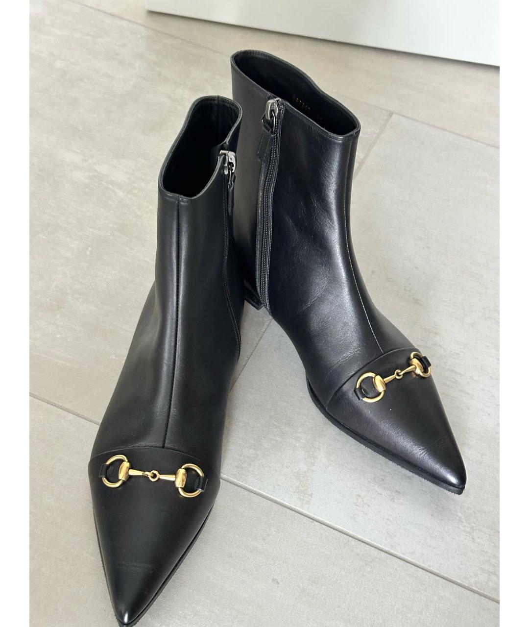 GUCCI Черные кожаные ботинки, фото 2