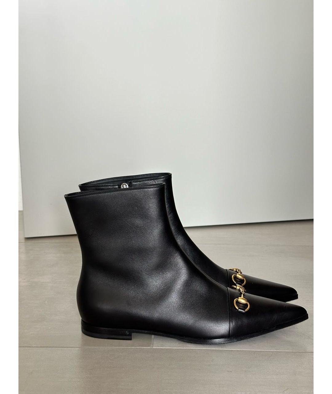 GUCCI Черные кожаные ботинки, фото 7
