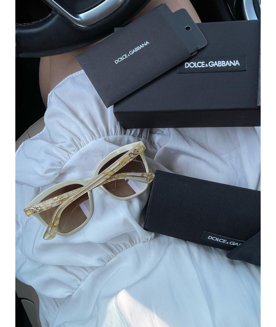 DOLCE&GABBANA Золотые пластиковые солнцезащитные очки, фото 3