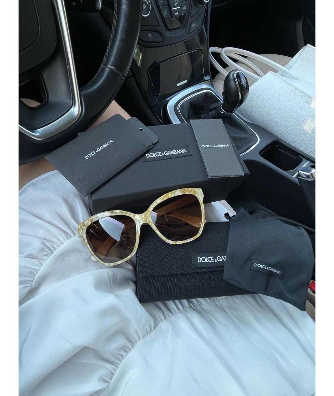 DOLCE&GABBANA Золотые пластиковые солнцезащитные очки, фото 2
