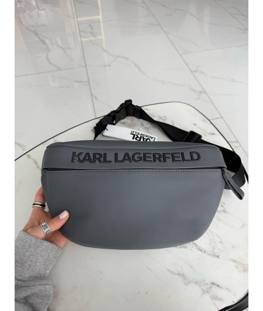 KARL LAGERFELD Серая поясная сумка, фото 4