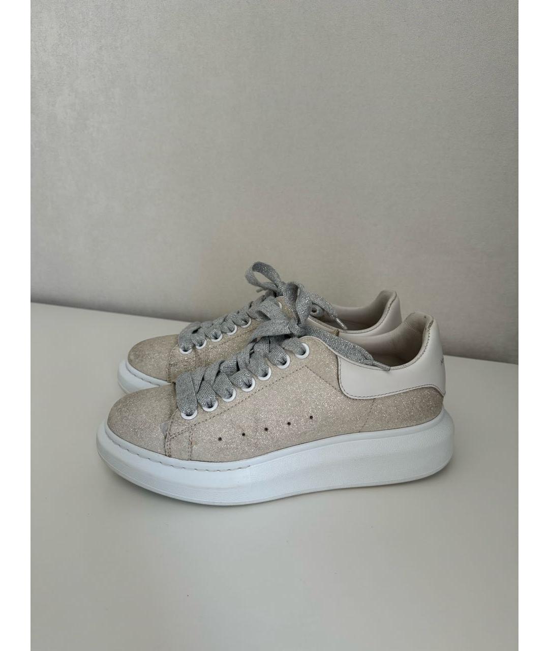 ALEXANDER MCQUEEN Золотые кожаные кеды, фото 9