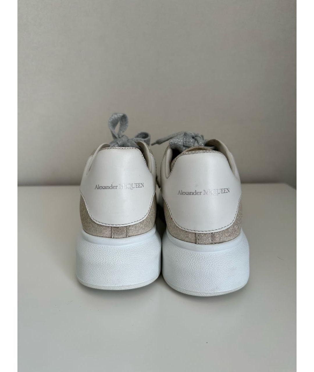 ALEXANDER MCQUEEN Золотые кожаные кеды, фото 4