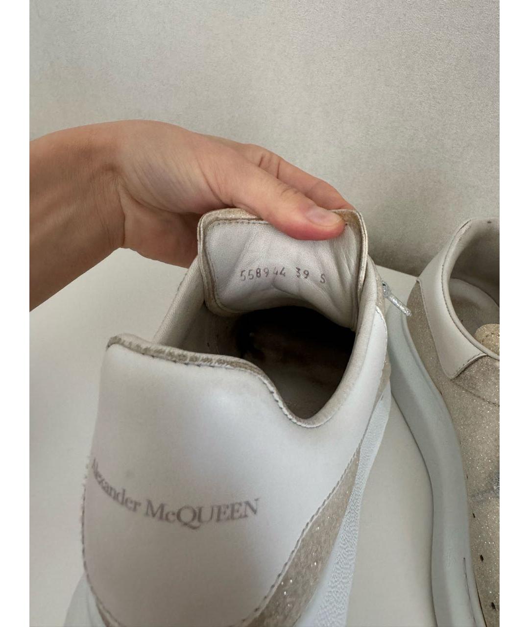 ALEXANDER MCQUEEN Золотые кожаные кеды, фото 7