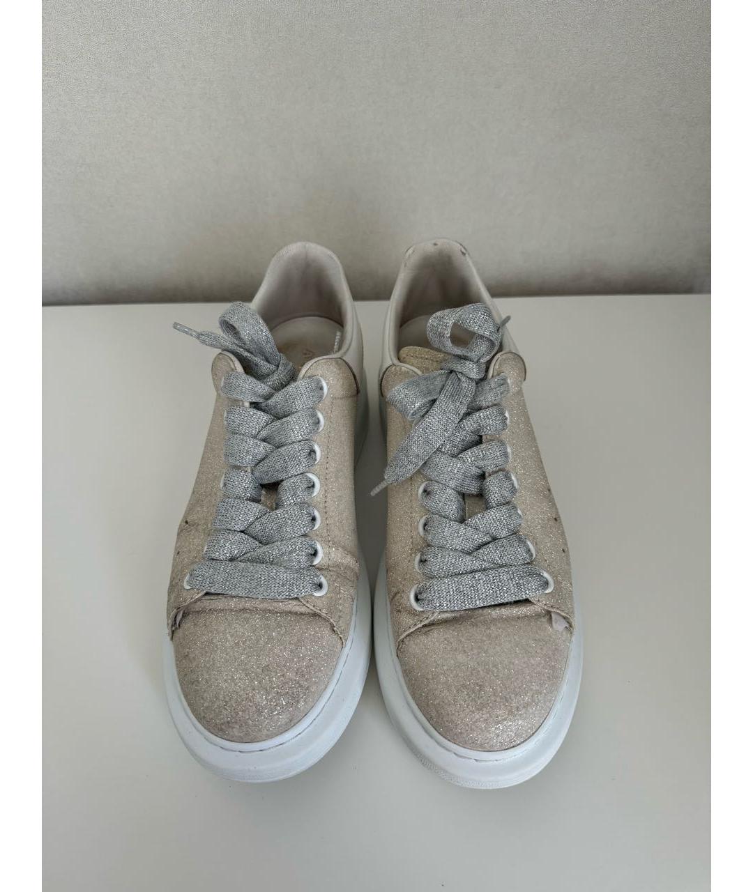 ALEXANDER MCQUEEN Золотые кожаные кеды, фото 6