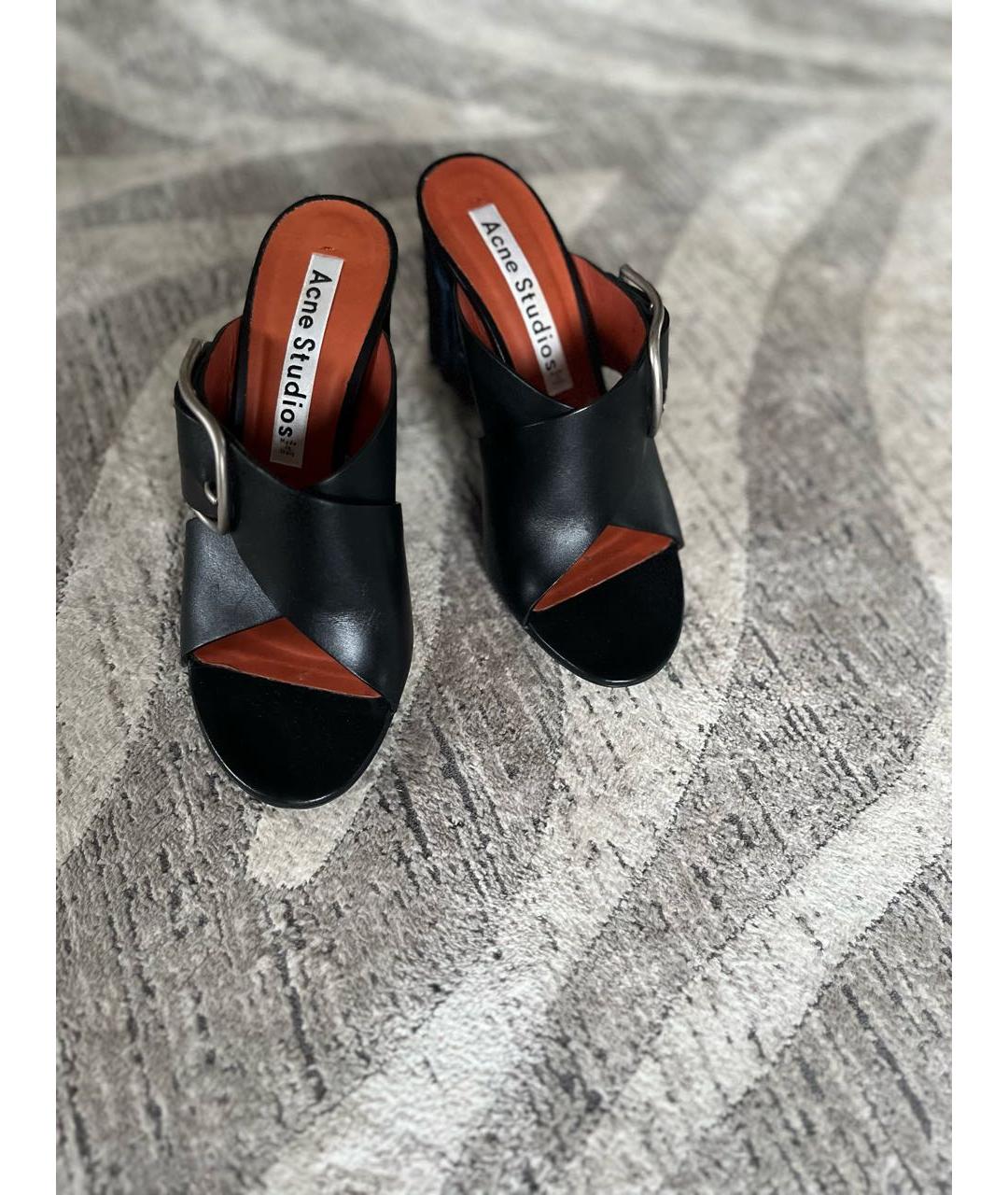 ACNE STUDIOS Черные кожаные мюли, фото 2