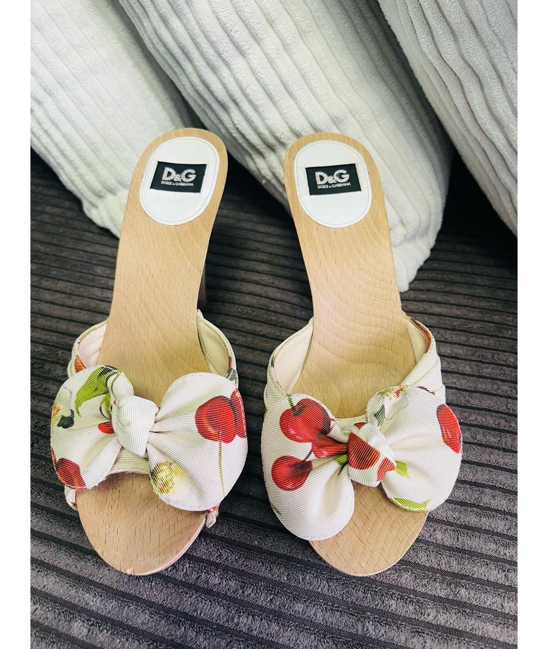 DOLCE&GABBANA Белые текстильные сабо, фото 6