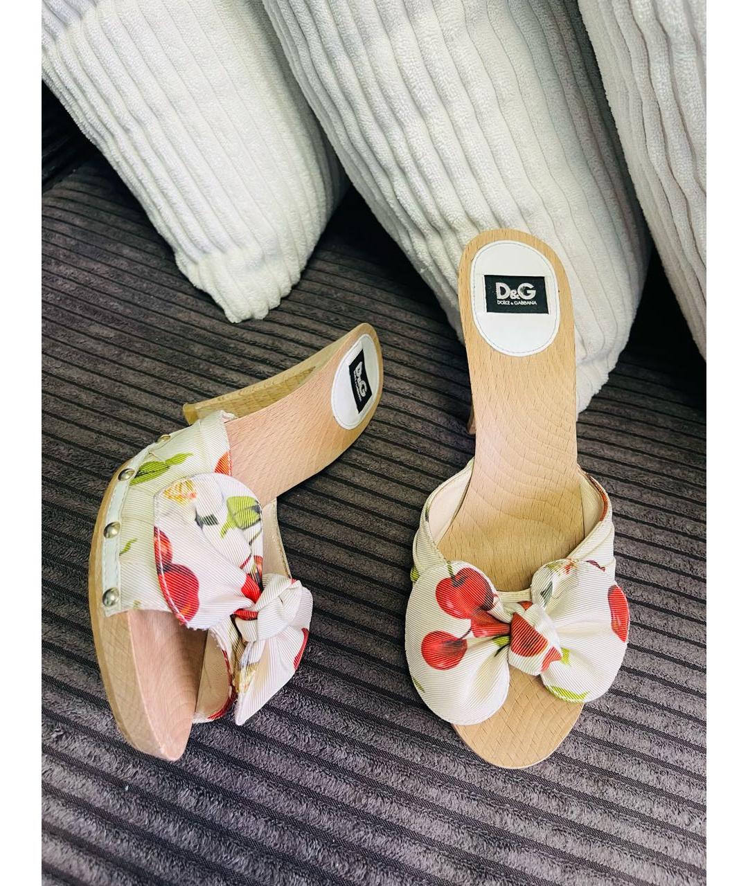 DOLCE&GABBANA Белые текстильные сабо, фото 3