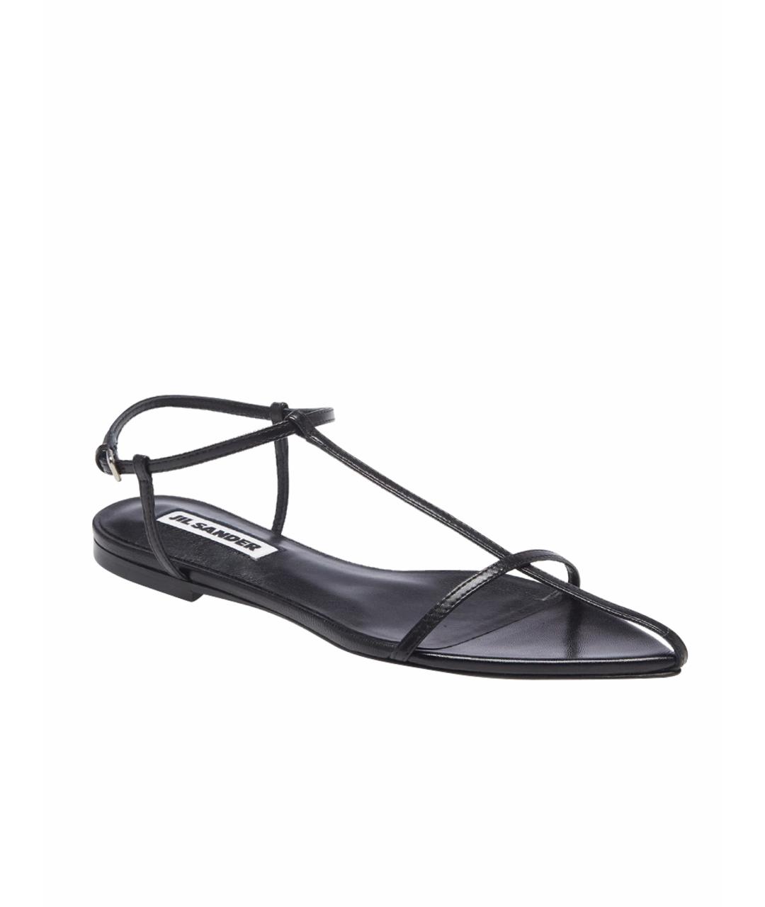 JIL SANDER Черные кожаные сандалии, фото 1