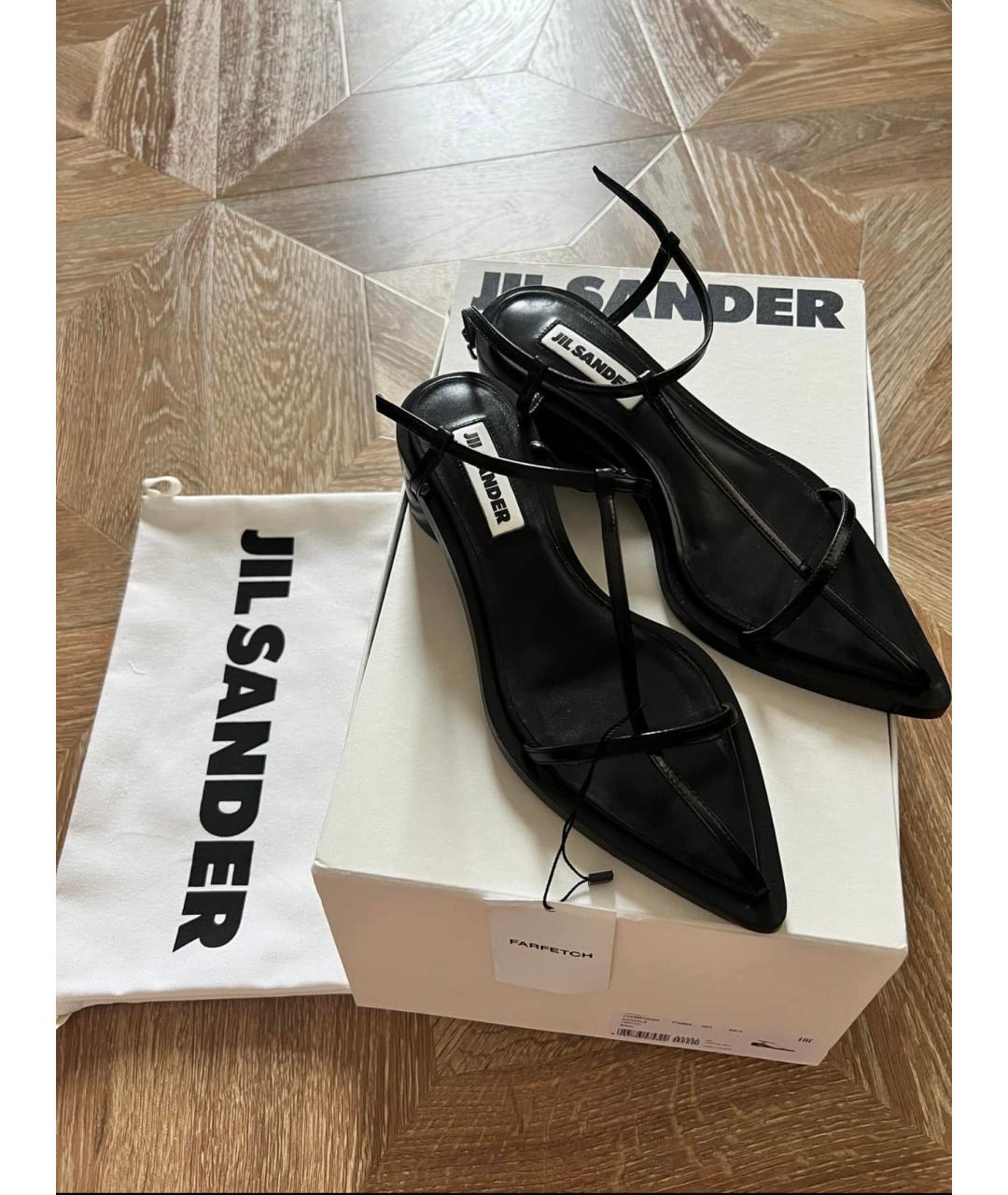 JIL SANDER Черные кожаные сандалии, фото 3