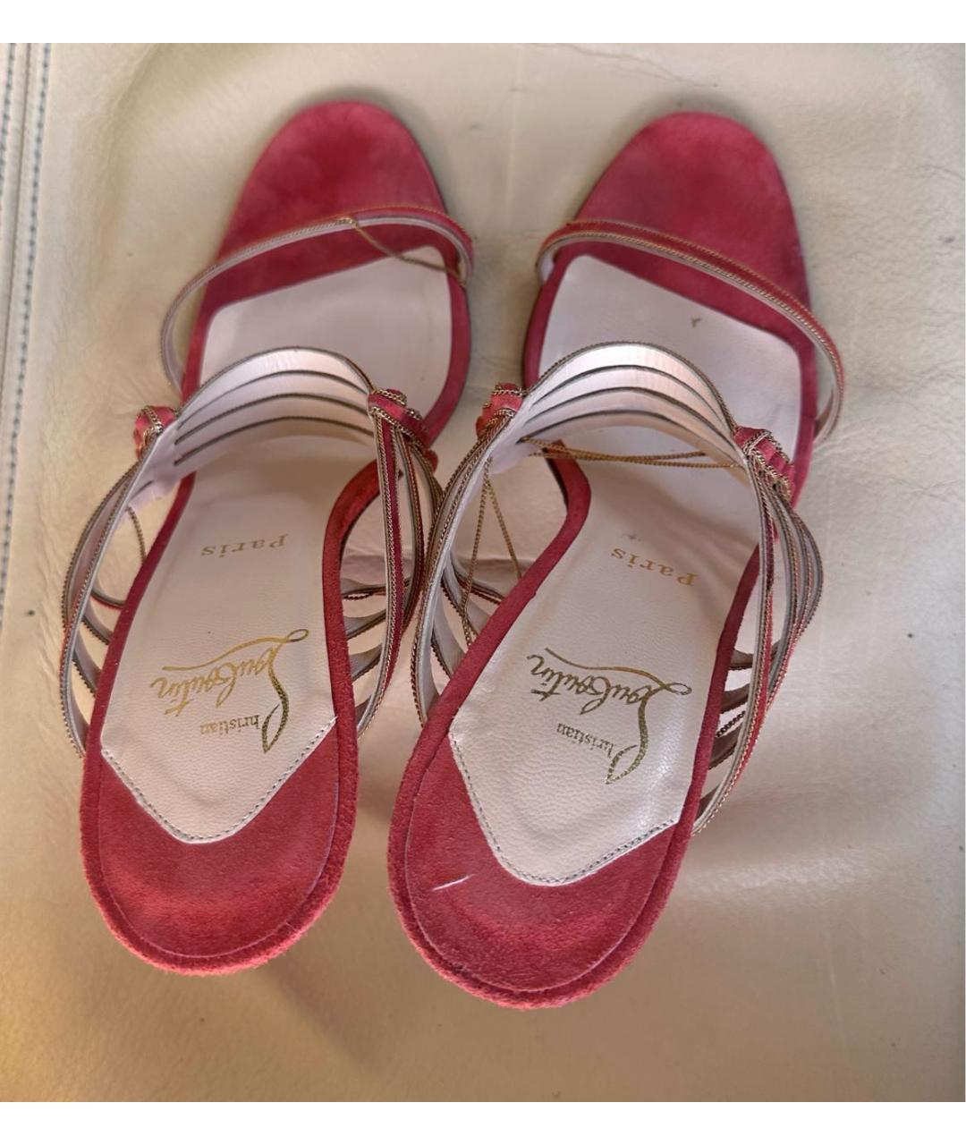 CHRISTIAN LOUBOUTIN Красные замшевые босоножки, фото 3
