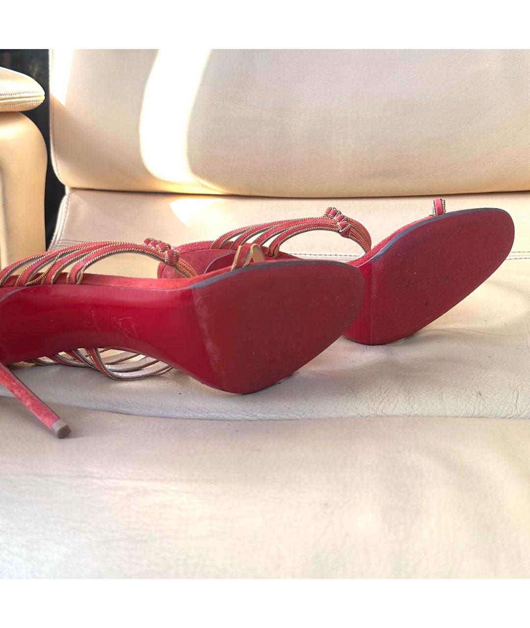 CHRISTIAN LOUBOUTIN Красные замшевые босоножки, фото 5