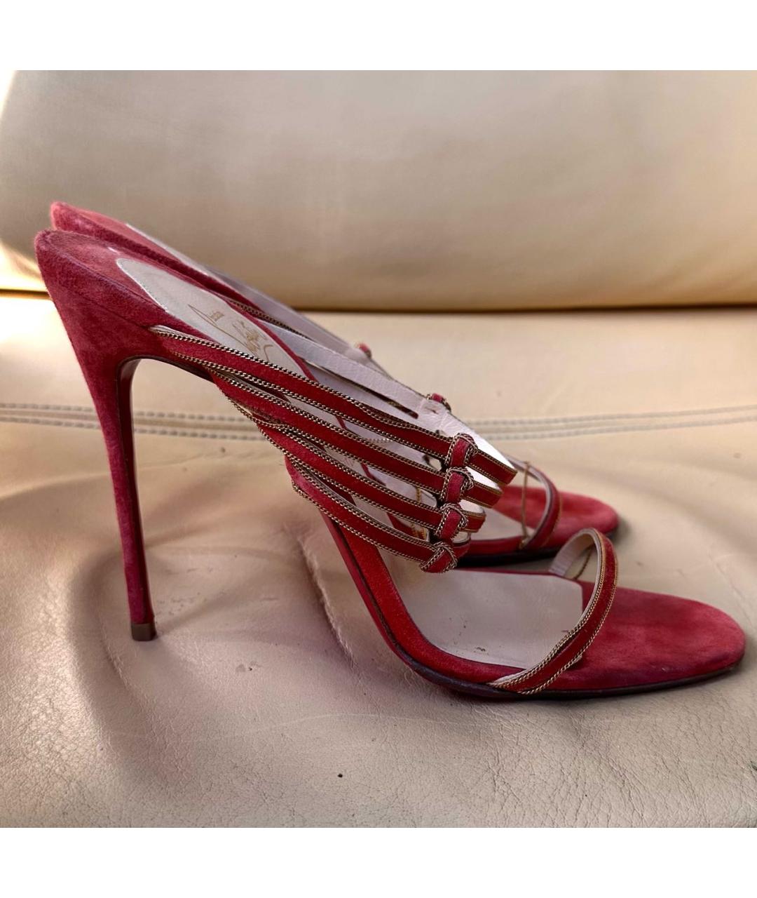 CHRISTIAN LOUBOUTIN Красные замшевые босоножки, фото 6