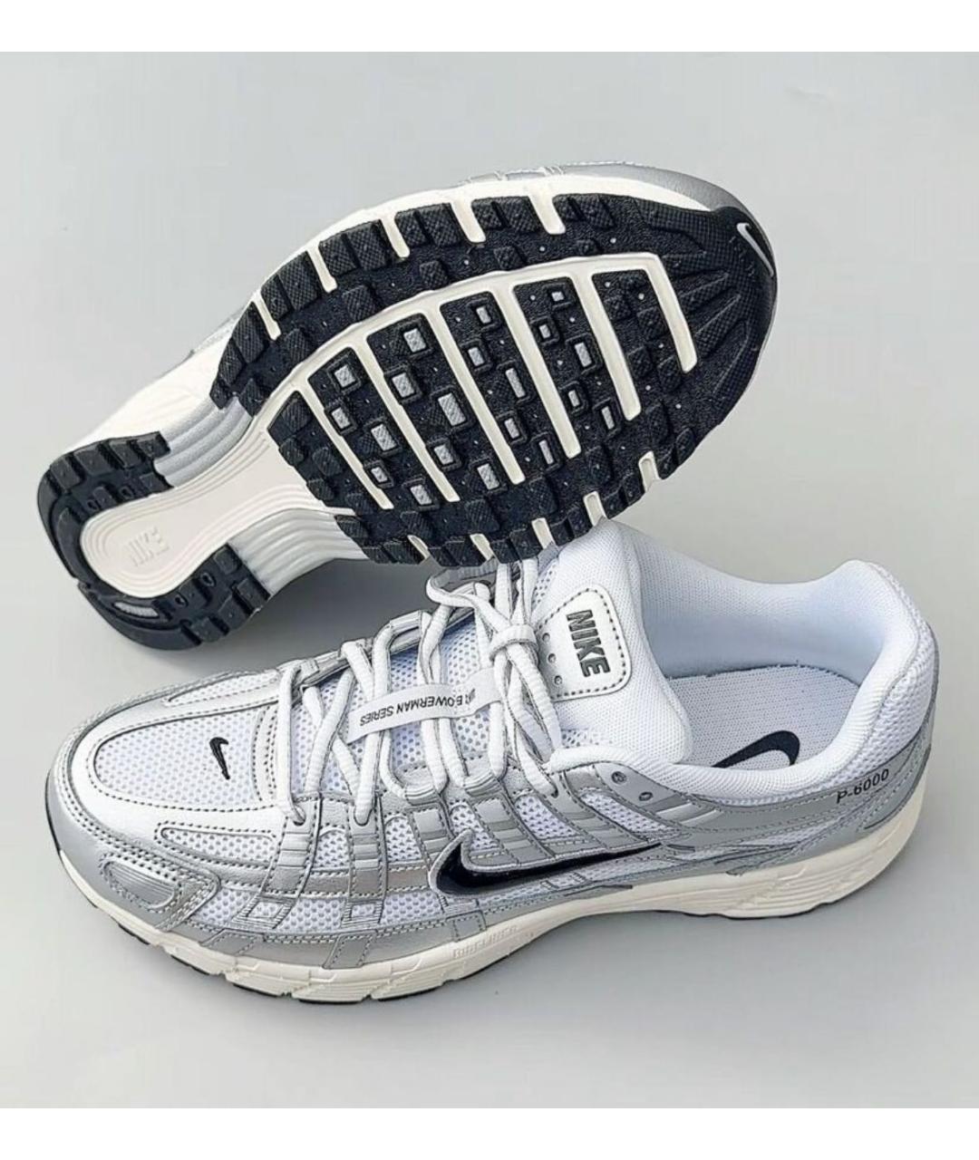 NIKE Серебряные текстильные низкие кроссовки / кеды, фото 5