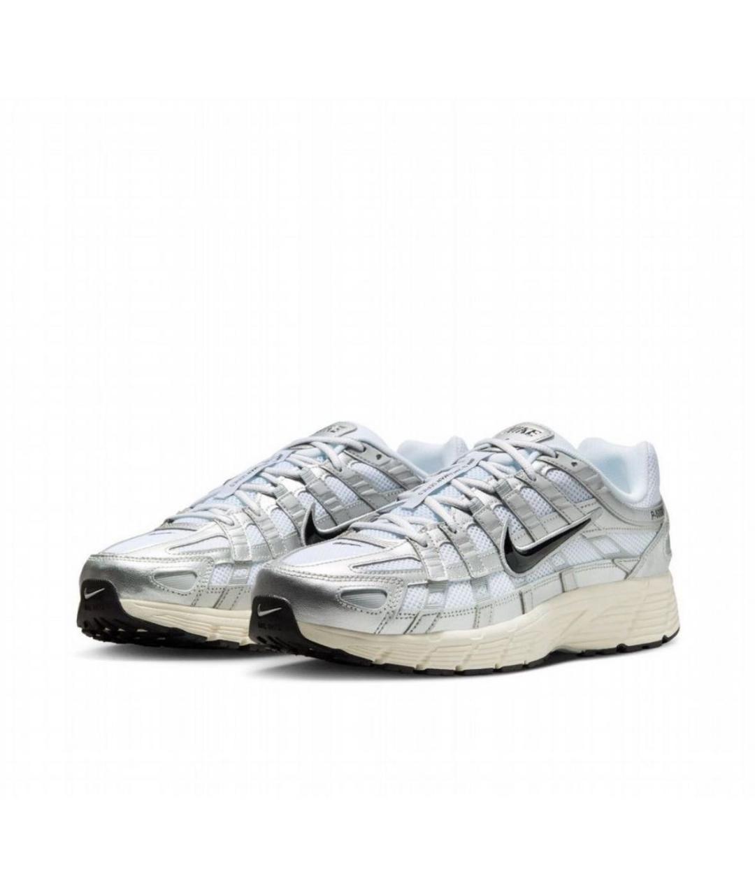 NIKE Серебряные текстильные низкие кроссовки / кеды, фото 2