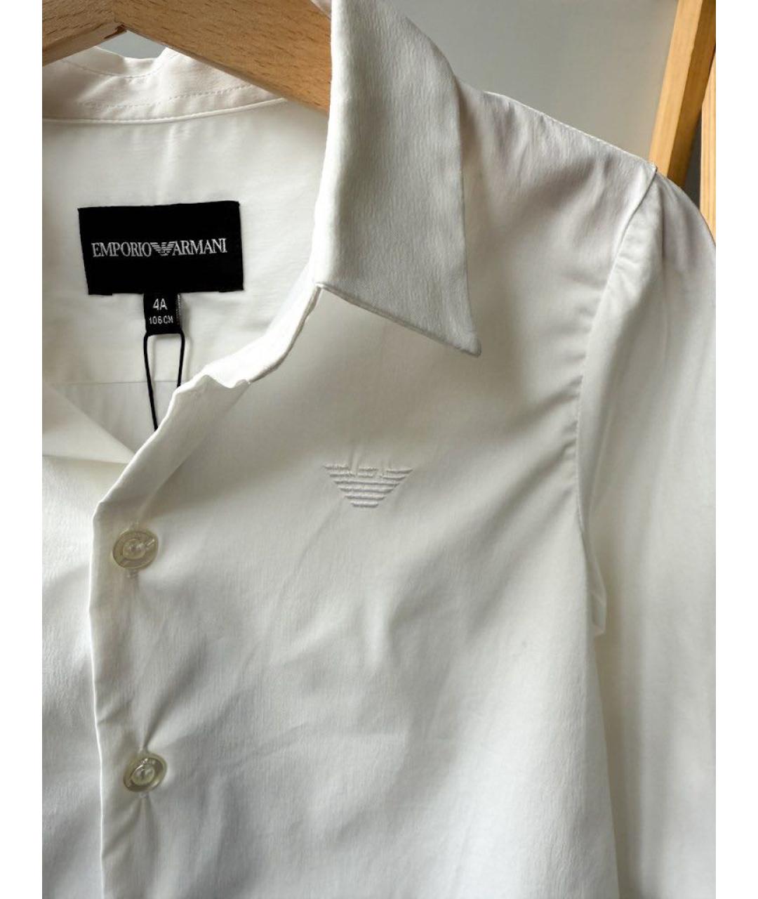 EMPORIO ARMANI Белая хлопковая детская рубашка, фото 4