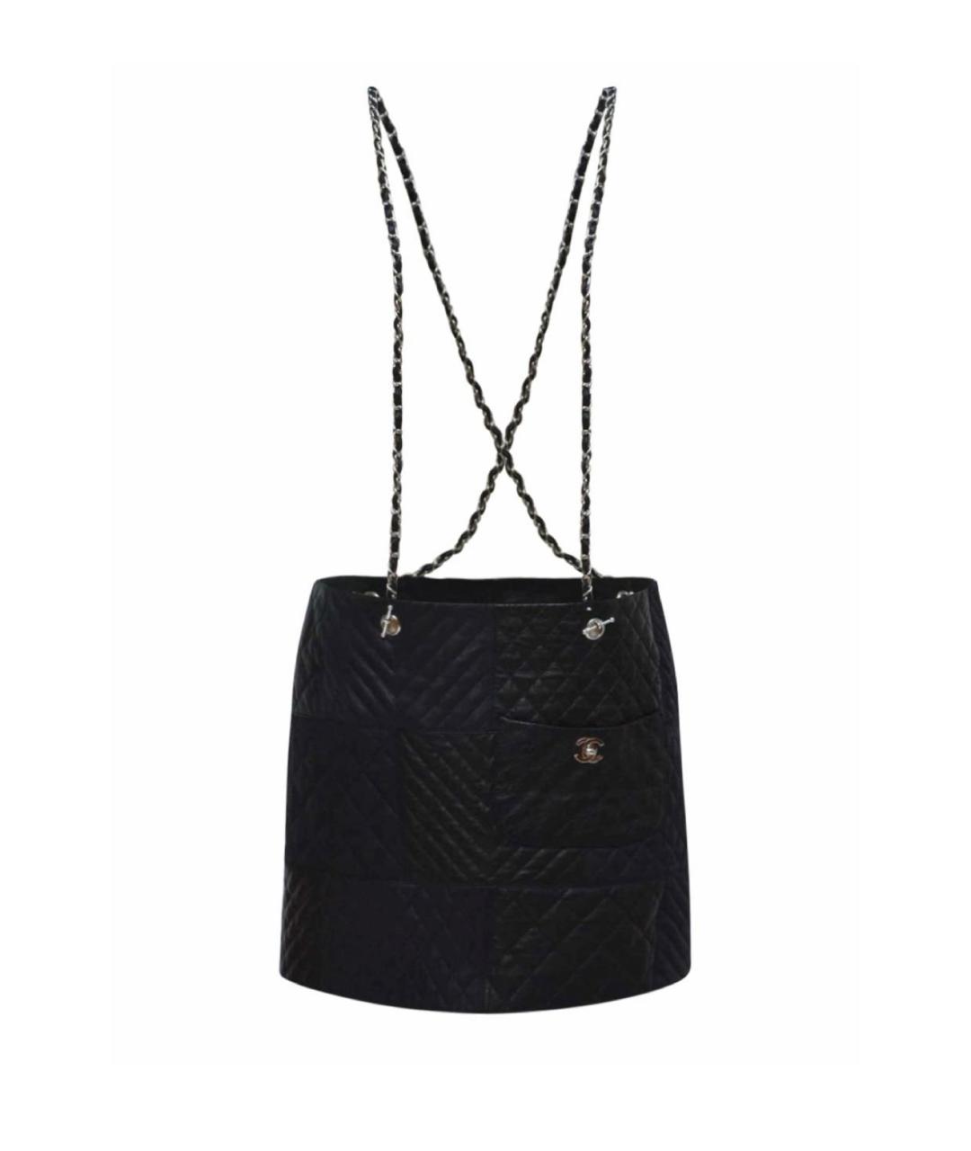 CHANEL Черная кожаная юбка мини, фото 6