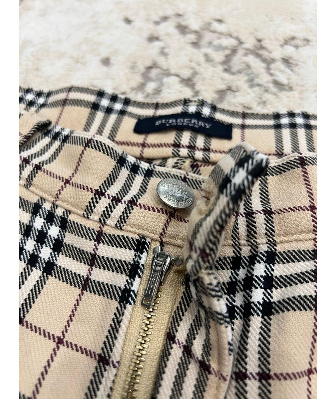 BURBERRY Бежевые хлопко-эластановые повседневные брюки, фото 4