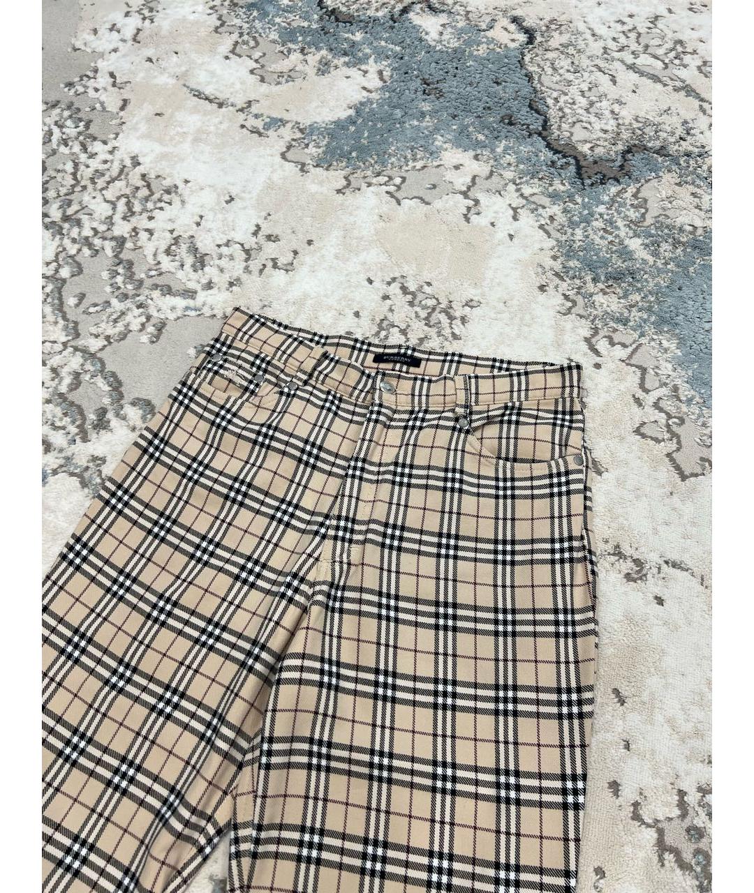 BURBERRY Бежевые хлопко-эластановые повседневные брюки, фото 5